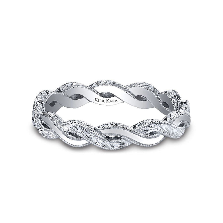 Wedding Band with Wheat Hand Engraving and Milgrain Edging