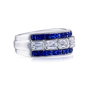 Half Circle Wedding Ring with Ashoka Diamonds and Sapphires