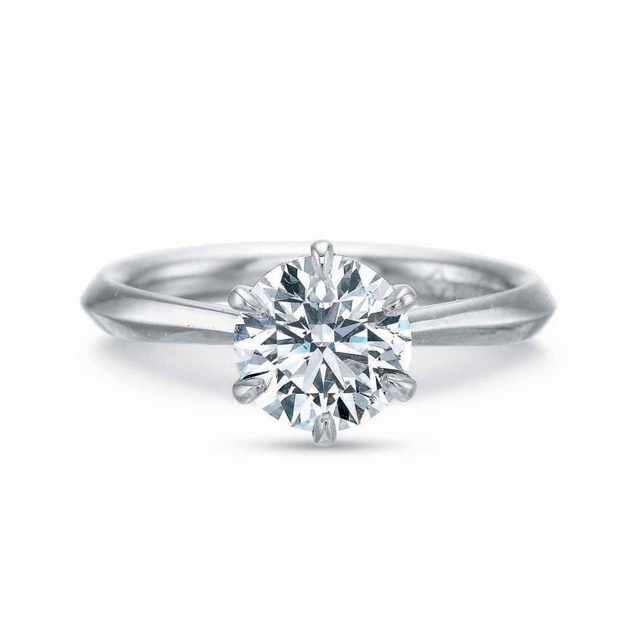 Solitare Semi-Mount Ring in 18K White Gold and Platinum for Round Center