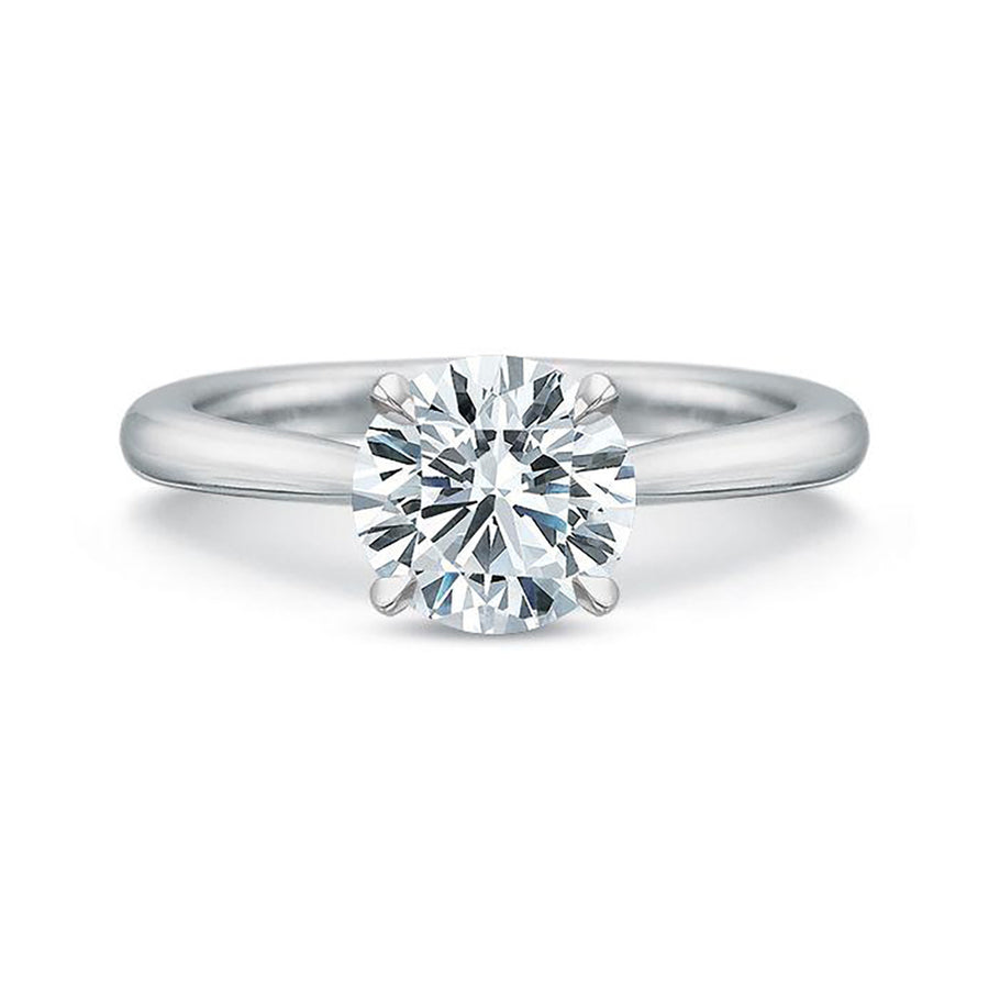 Classic Solitaire Semi-Mount Ring in 18K White Gold and Platinum for Round Center