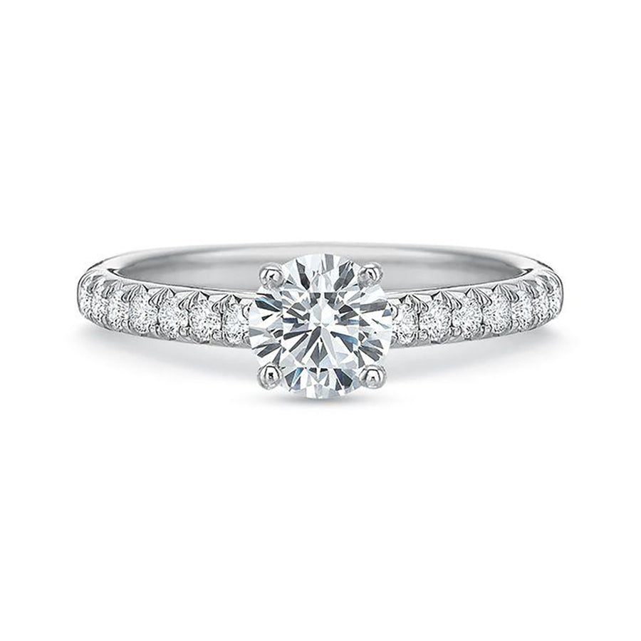 New Aire Diamond Semi-Mount Ring in 18K White Gold and Platinum for Round Center, Size 6