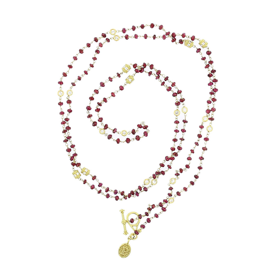 Ruby Bead and Diamond Eyeglass Chain