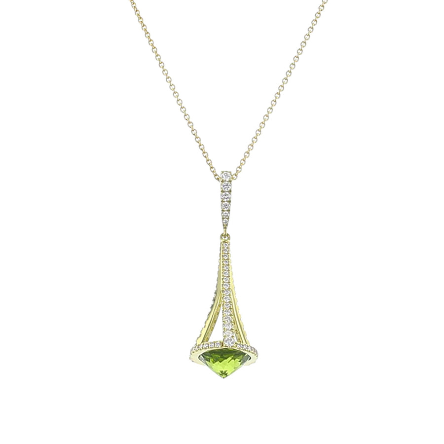 Pastel Diamond Chandelier Peridot Necklace