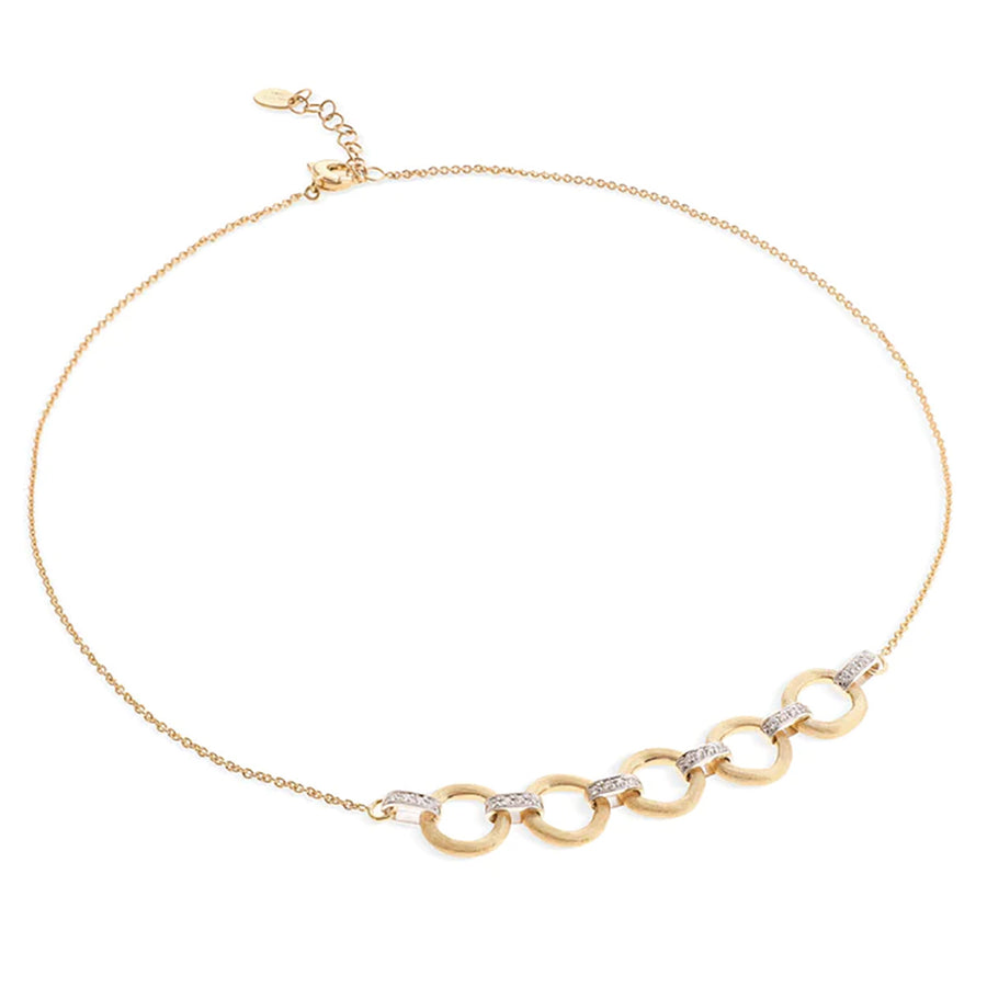 18K Yellow and White Gold Four Link Diamond Half Collar Necklace