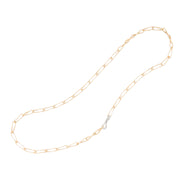 18K Yellow Gold Twisted Coil Link Lariat With Diamond Clasp