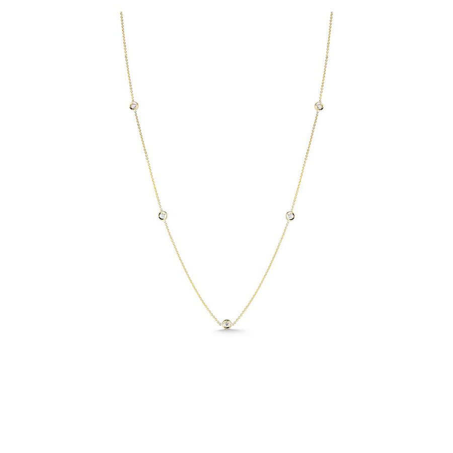 18K Gold Necklace with 7 Diamond Stations