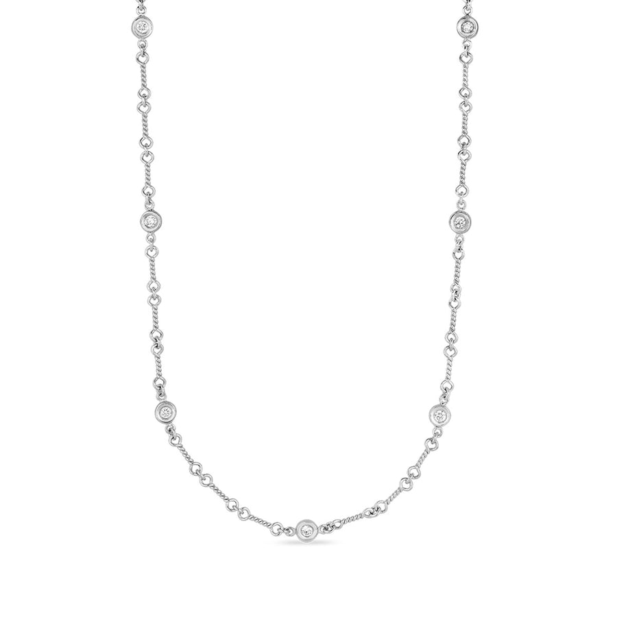 Dogbone Chain Necklace with Diamond Stations