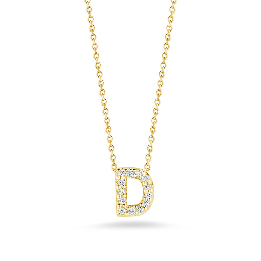 Love Letter Diamond Initial D Necklace in Yellow Gold