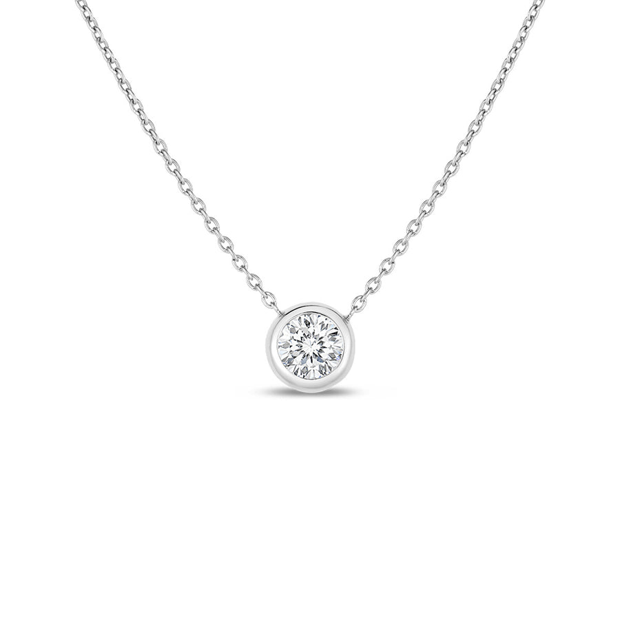 18K Bezel Set Diamonds Solitaire Necklace