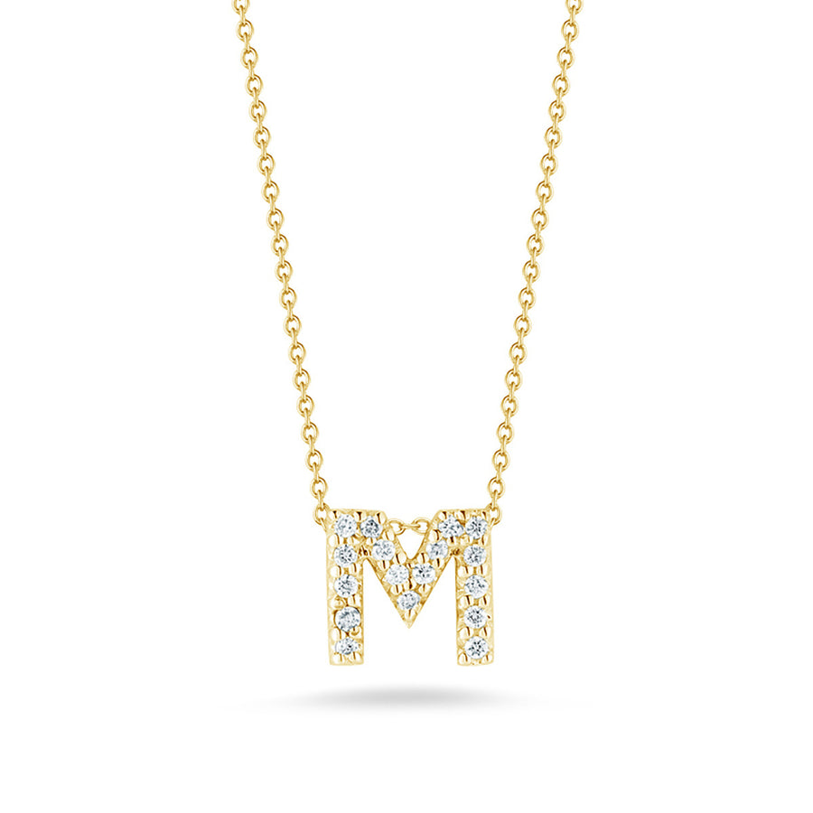 Love Letter Diamond Initial M Necklace in Yellow Gold