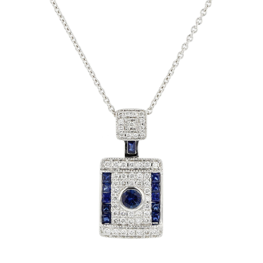 Diamond Sapphire Geometric Pendant