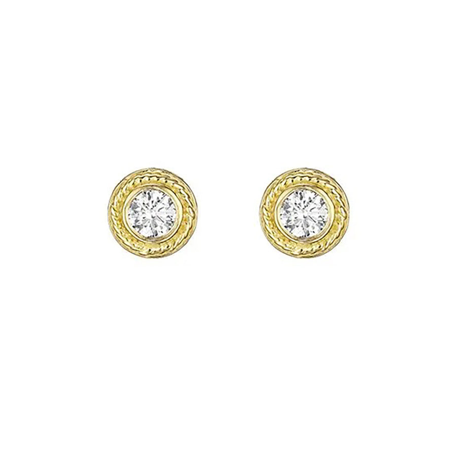 Diamond Engraved Twist Bezel Stud Earrings