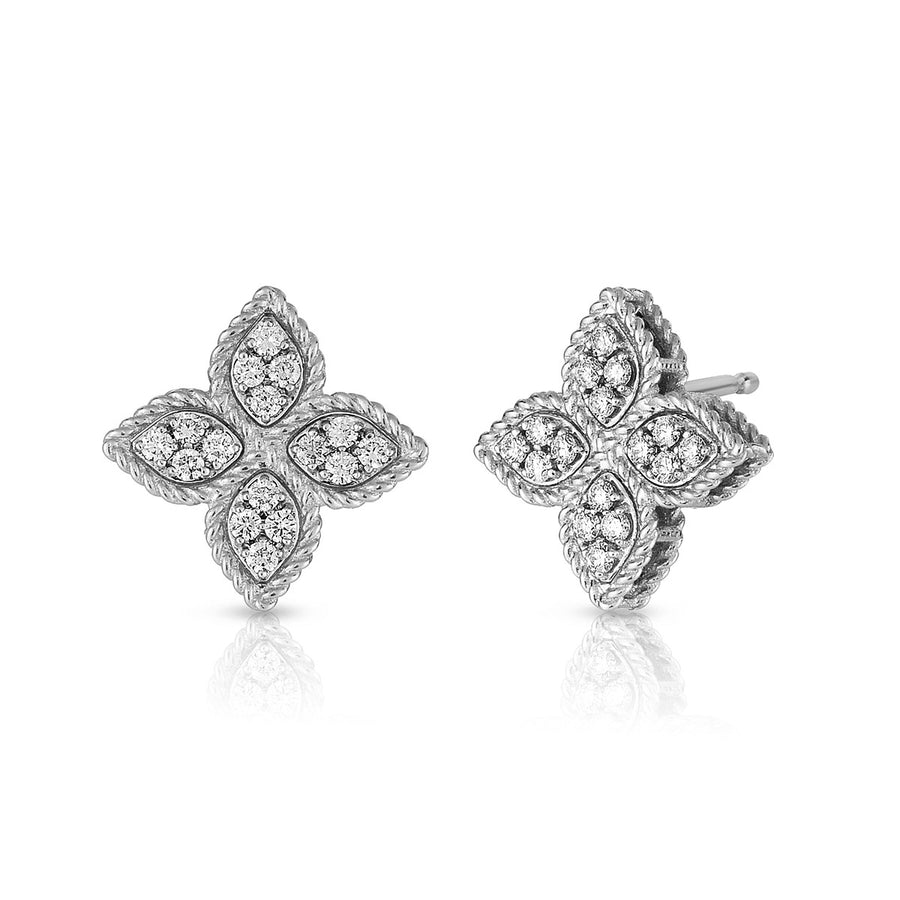 Medium Princess Flower Diamond Stud Earrings