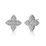 Medium Princess Flower Diamond Stud Earrings