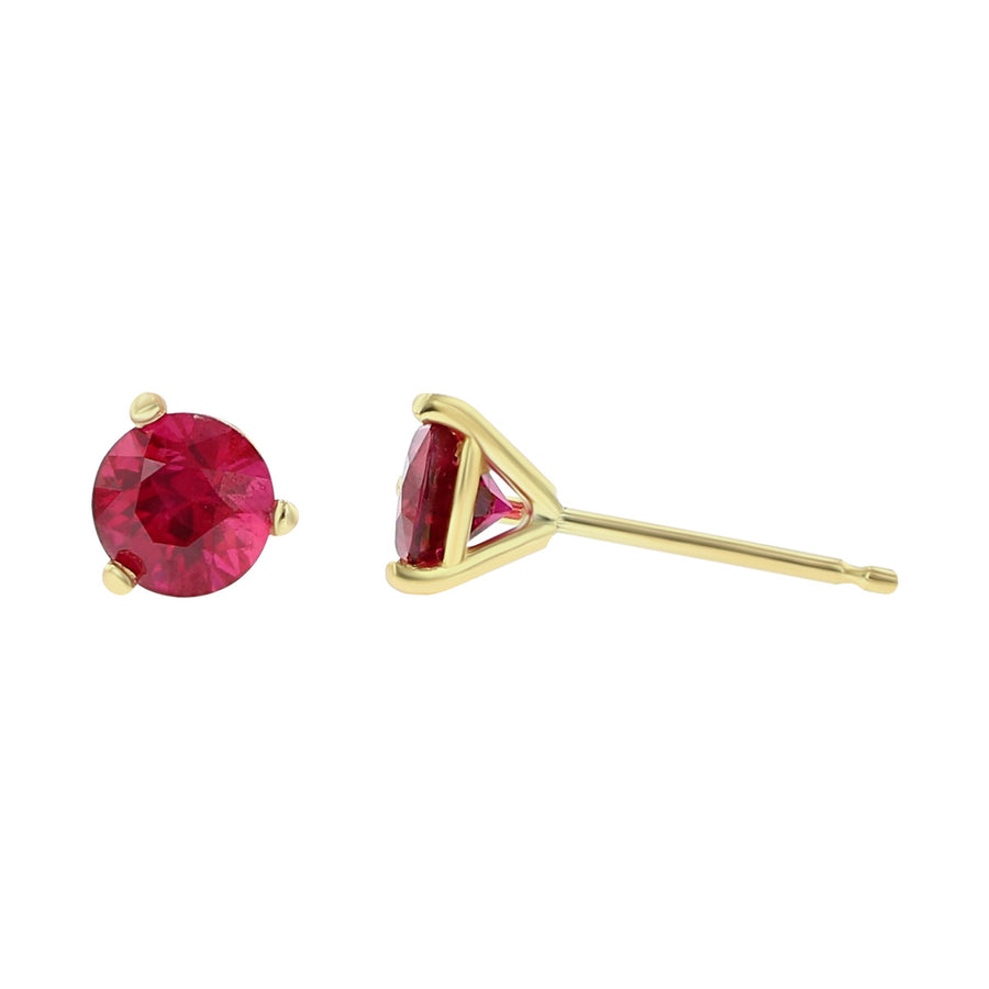 18K Yellow Gold Mozambique Ruby Stud Earrings