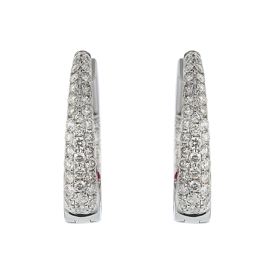 Tapered Inside Out Pave Diamond Hoop Earrings
