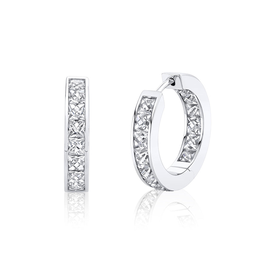 Square French-cut Diamond Hoop Earrings