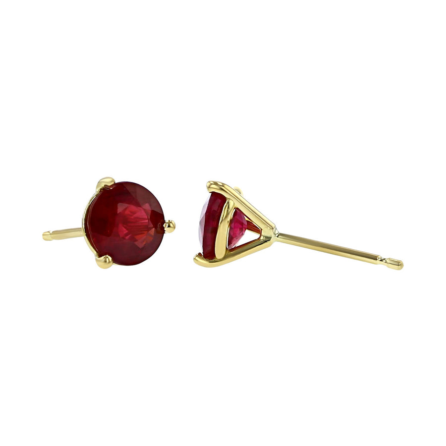 18K Yellow Gold Ruby Stud Earrings