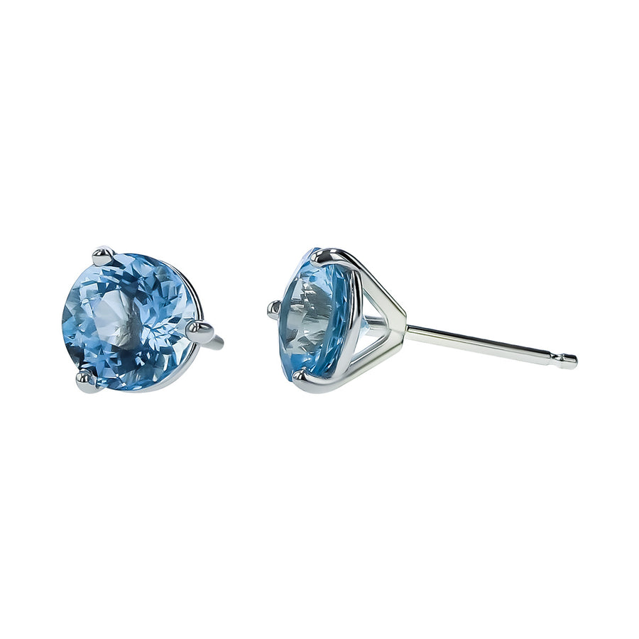 18K White Gold Aquamarine Stud Earrings