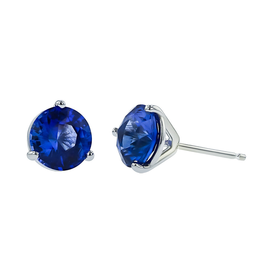 18K White Gold Sapphire Stud Earrings