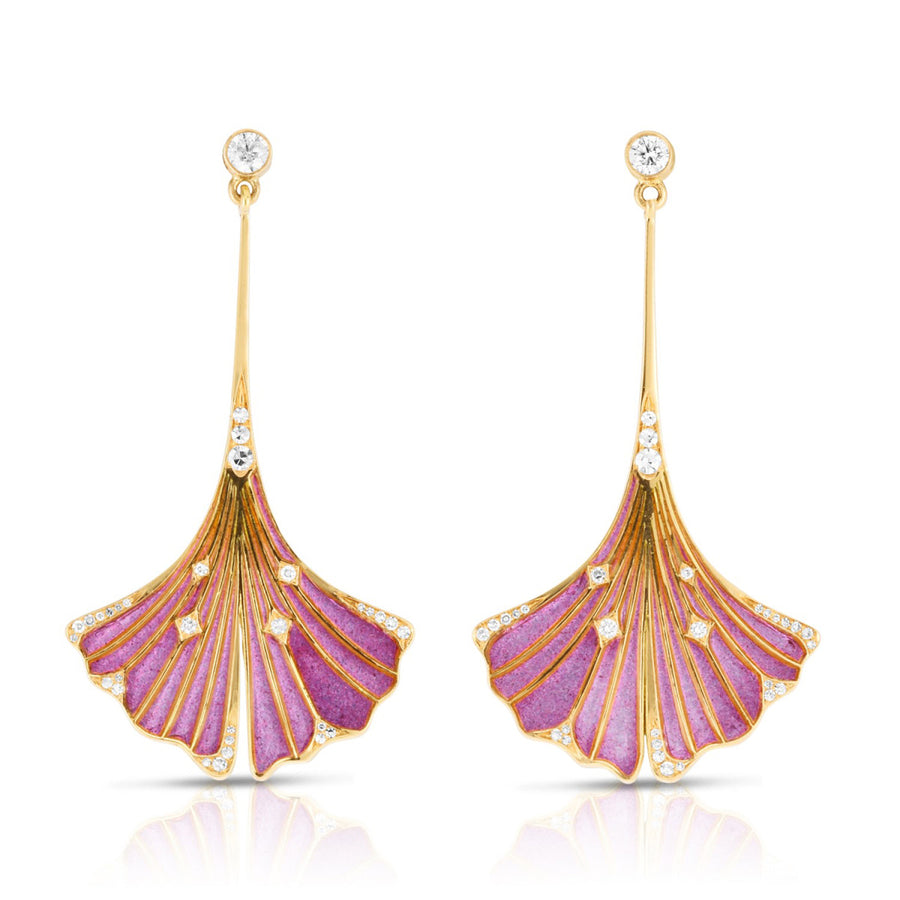 Diamond Ginkgo Leaf Drop Earrings