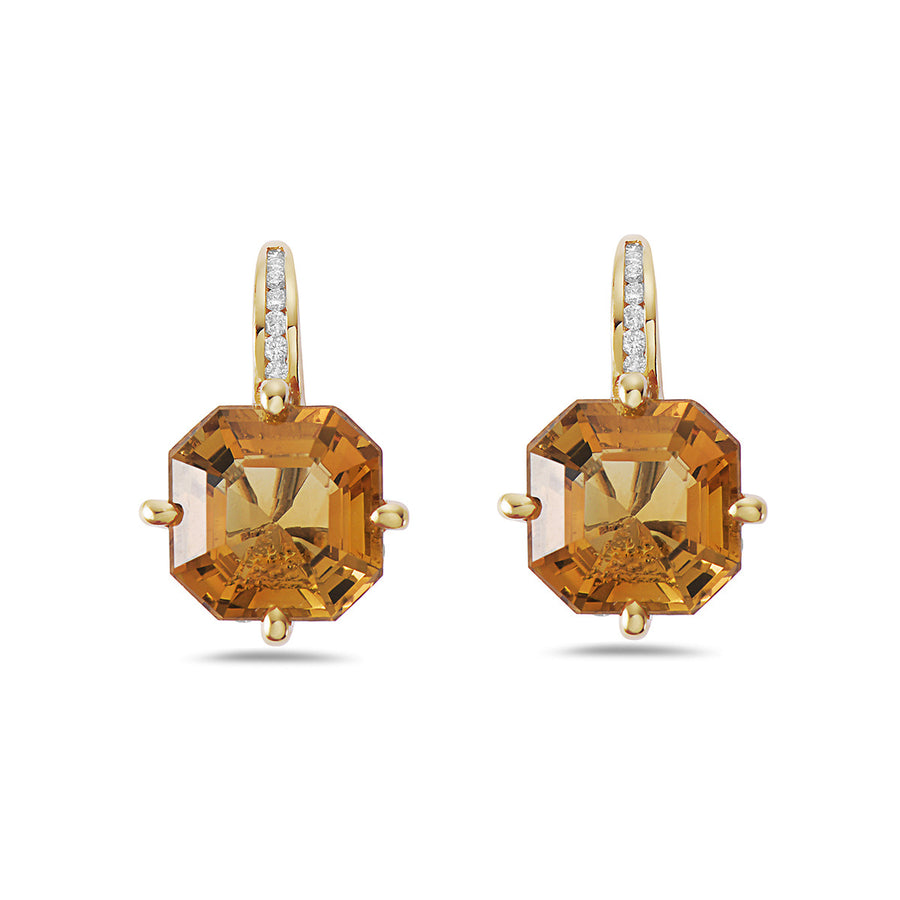 Pastel Diamond Citrine Drop Earrings