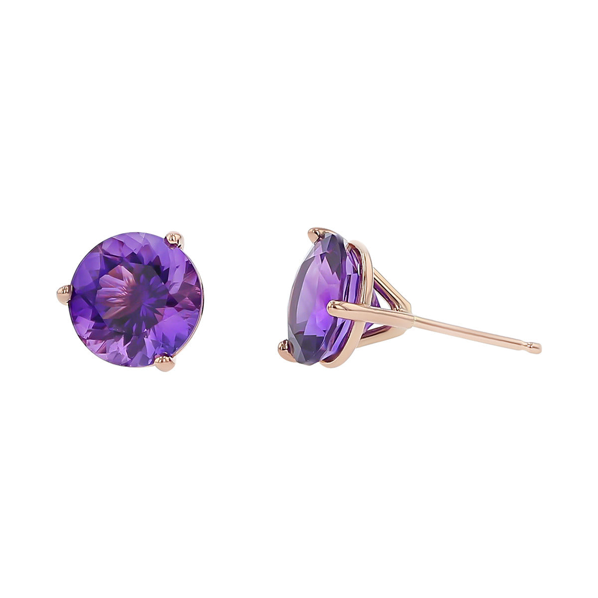 Amethyst stud earrings deals rose gold