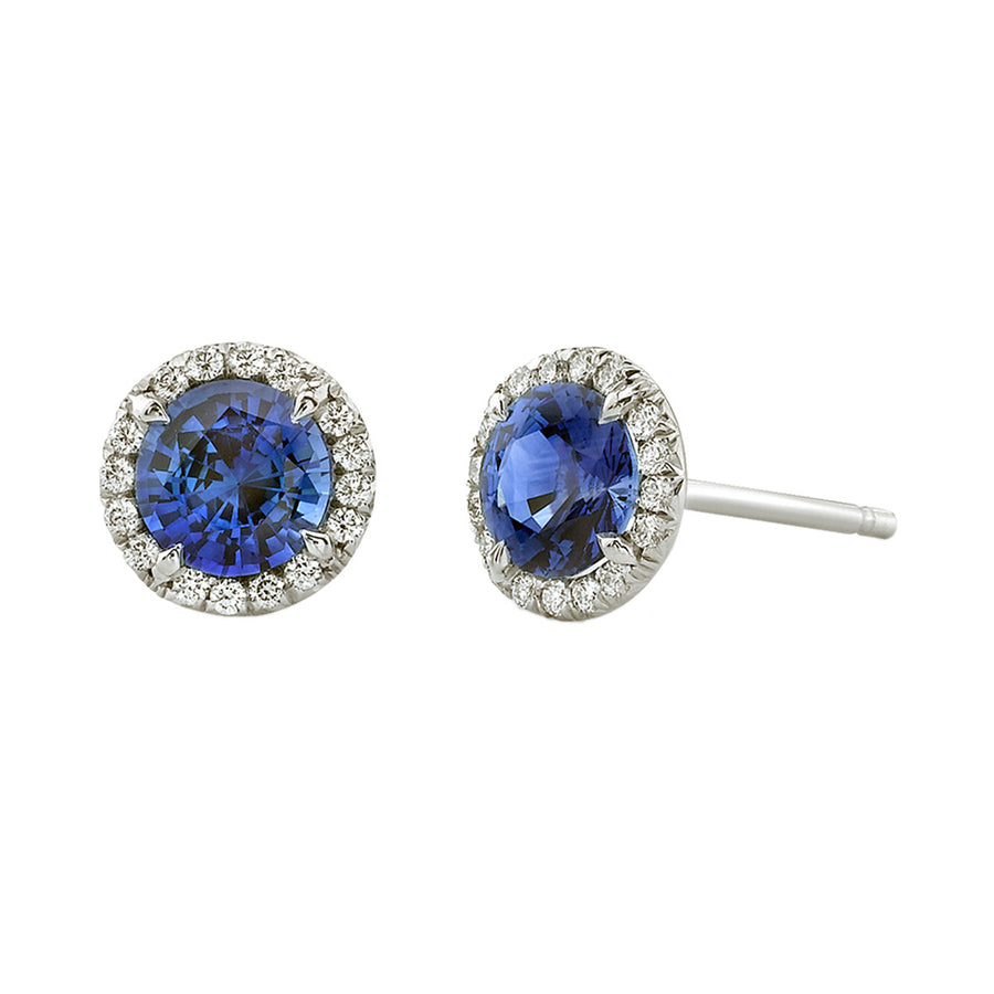Sapphire and Diamond Stud Earrings