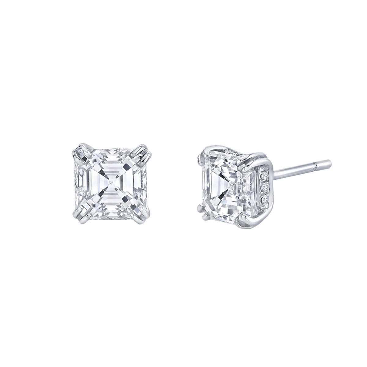 Asscher cut hot sale diamond studs