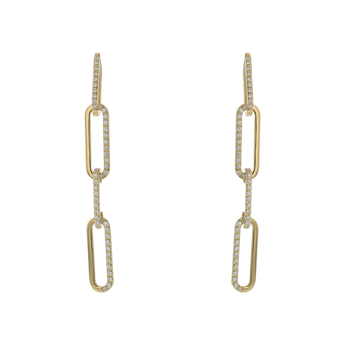 18K Yellow Gold Diamond Oval Link Drop Earrings | Sylvan\'s Jewelers