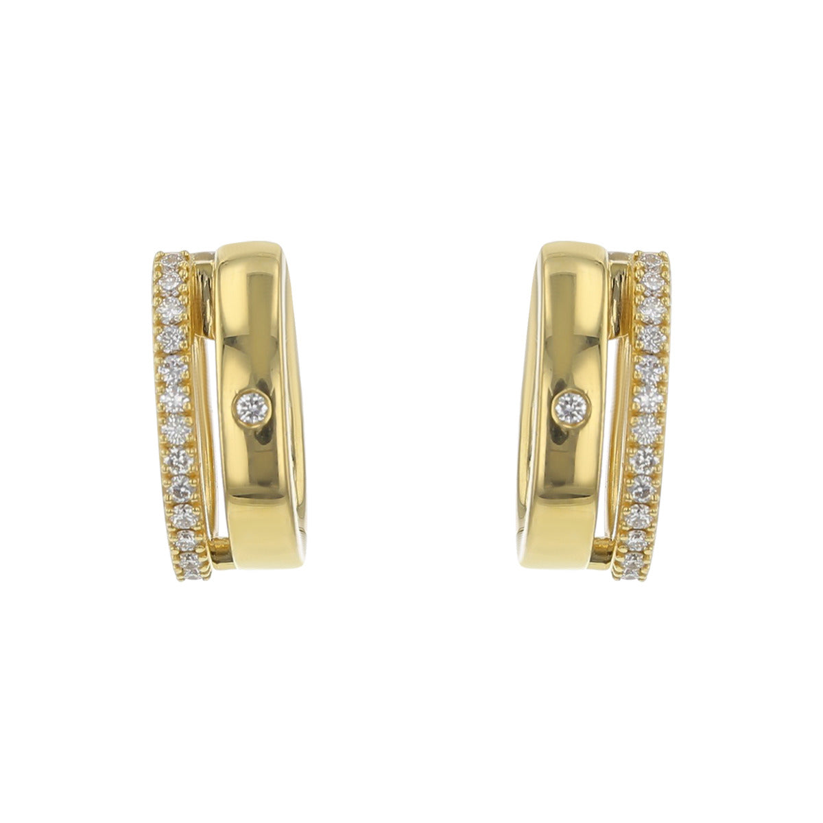 Diamond Double Row Oval Hoop Earrings in 18K Gold | Sylvan\'s Jewelers