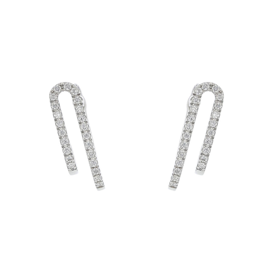Diamond Double Row J Hoop Earrings in 18K Gold