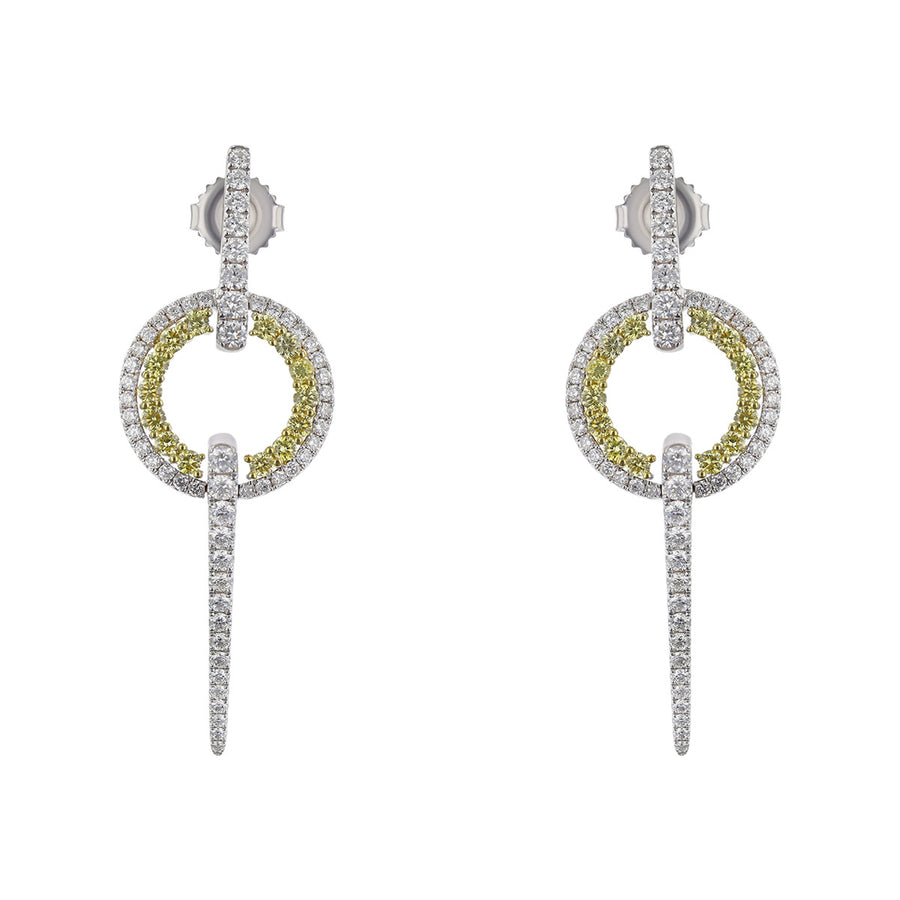 Circle Sphere Diamond Drop Earrings