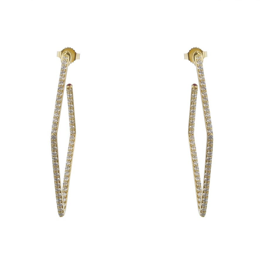 18K Gold Perfect Diamond Square Medium Hoop Earrings