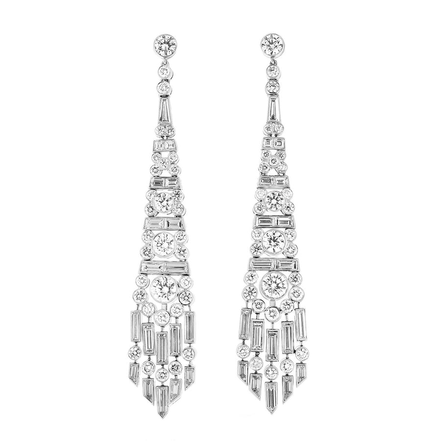 Platinum Multi-cut Diamond Chandelier Earrings