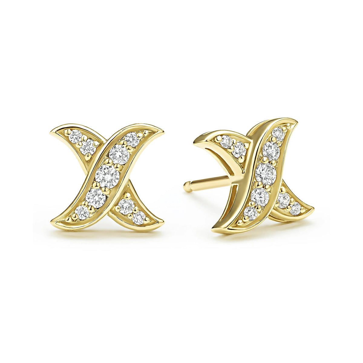 18K Gold X Diamond Stud Earrings | Sylvan\'s Jewelers