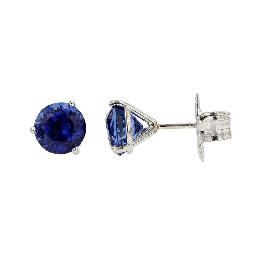 18K White Gold Sapphire Stud Earrings
