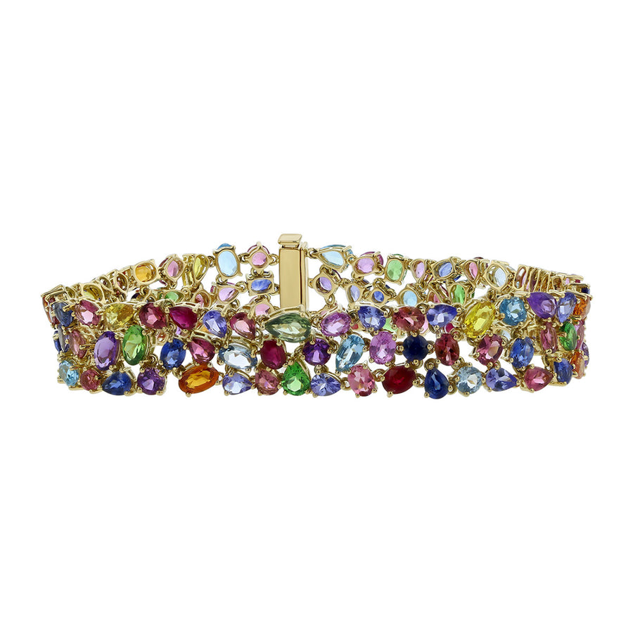 18K Yellow Gold Multi-color Gemstone Bracelet