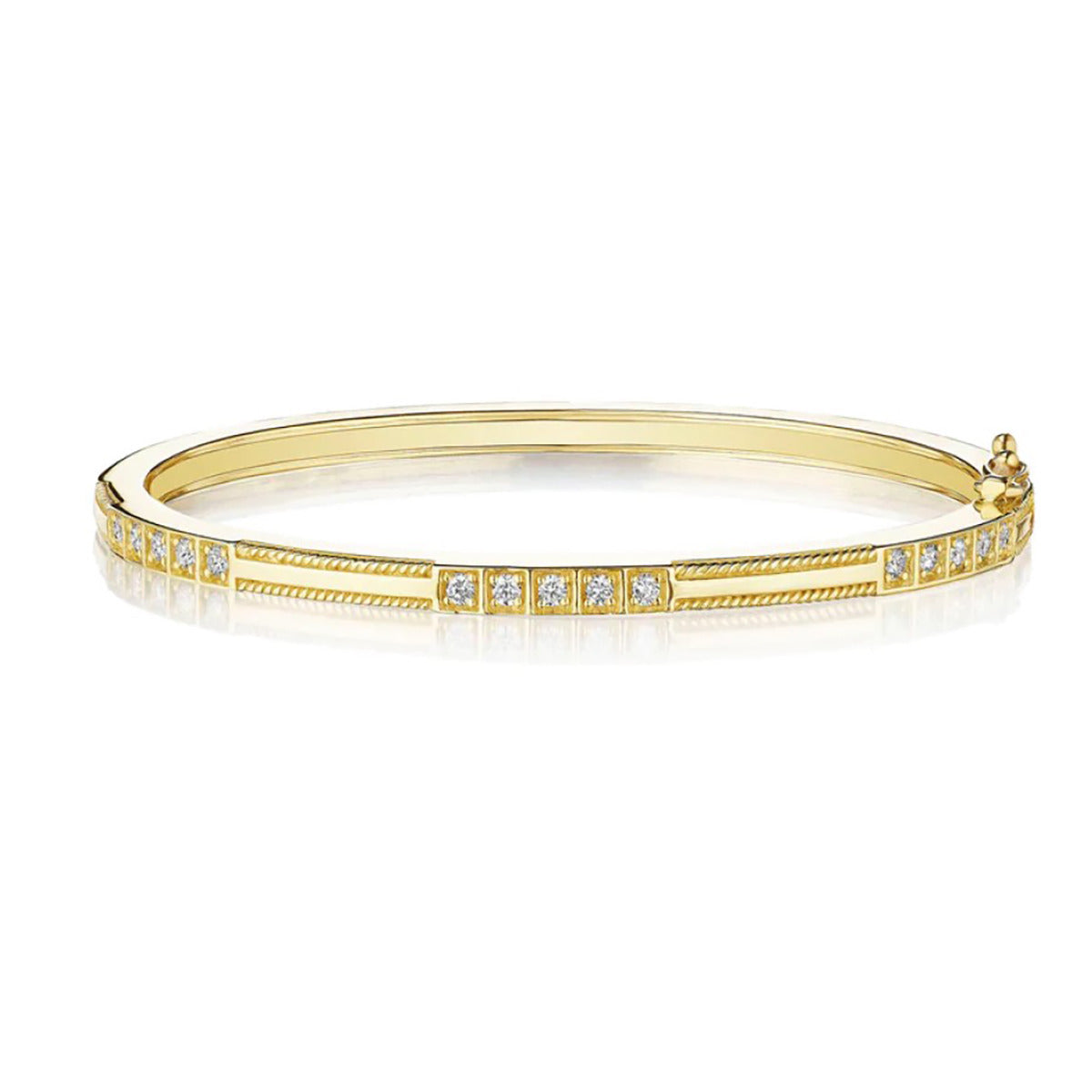 14K Yellow Gold Diamond Twist Bangle