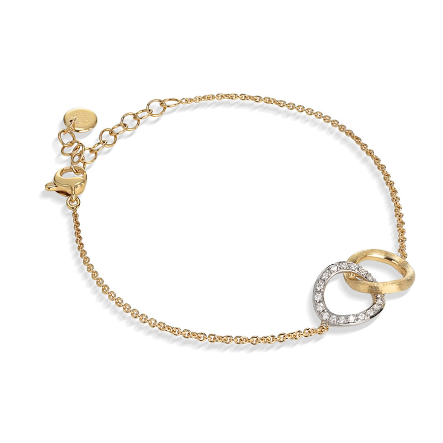 18K Yellow and White Gold Diamond Round Link Bracelet