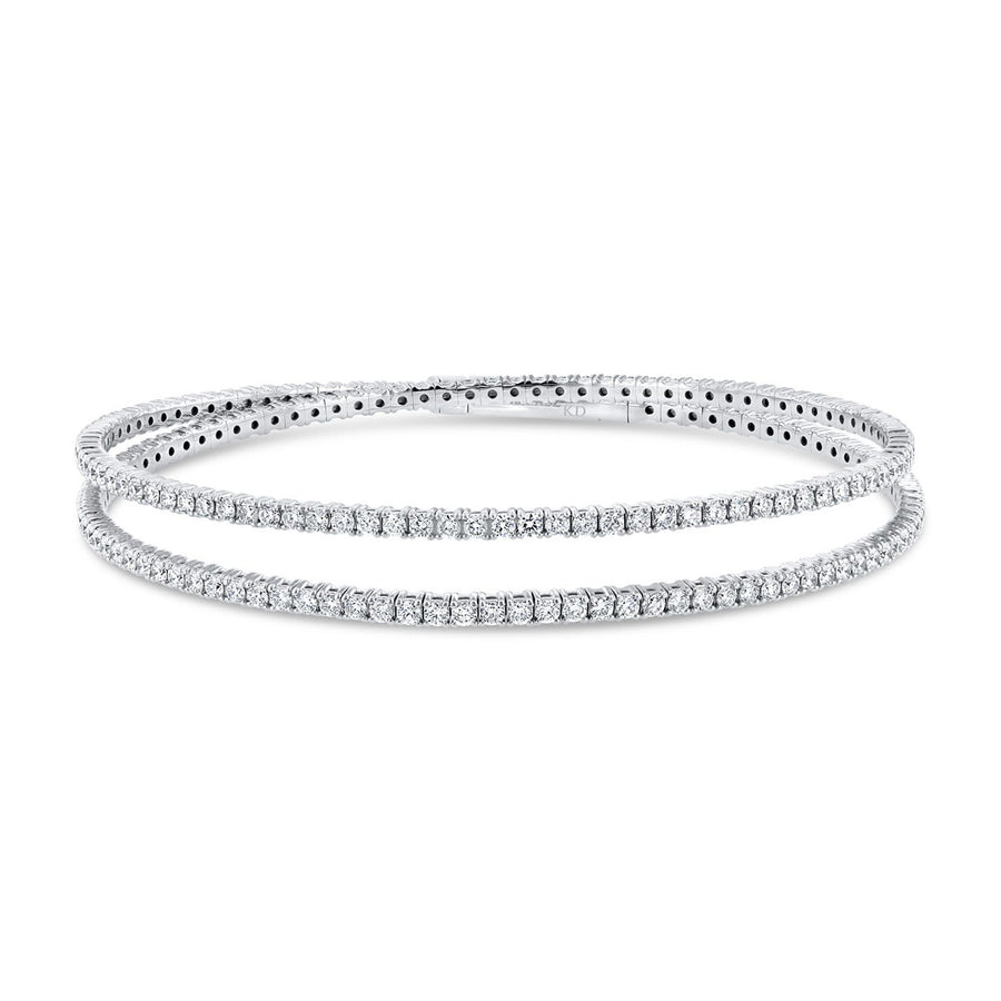 White Gold Contemporary Flexible Diamond Bangle