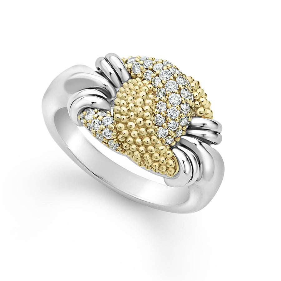Small Caviar Diamond Knot Ring