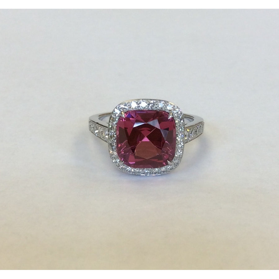 Platinum Spinel & Pave Diamond Ring