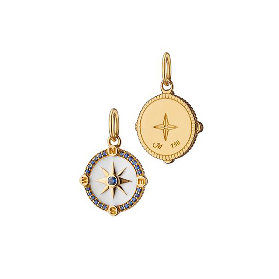 Mini Adventure Compass Charm with White Enamel