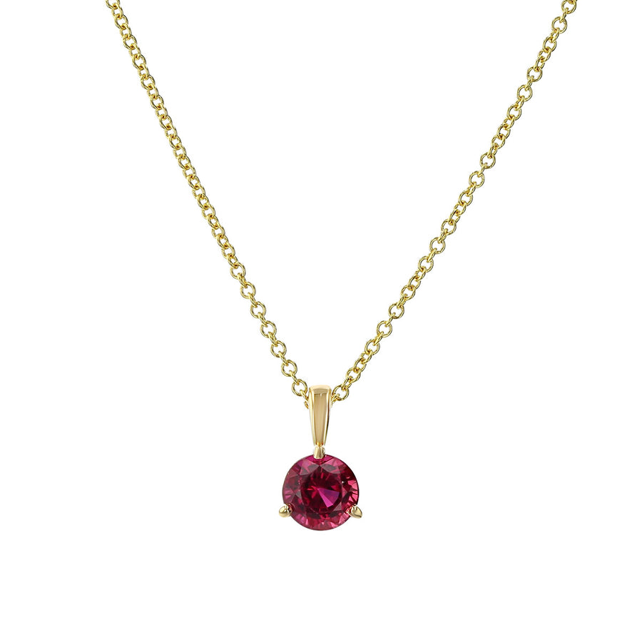 18K Yellow Gold Mozambique Ruby Pendant Necklace