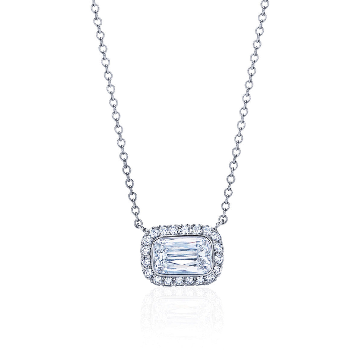 East West Diamond Halo Necklace