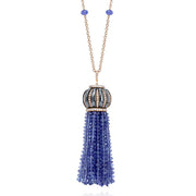 18k Rose Gold Tassel Tanzanite and Hematite Pendant