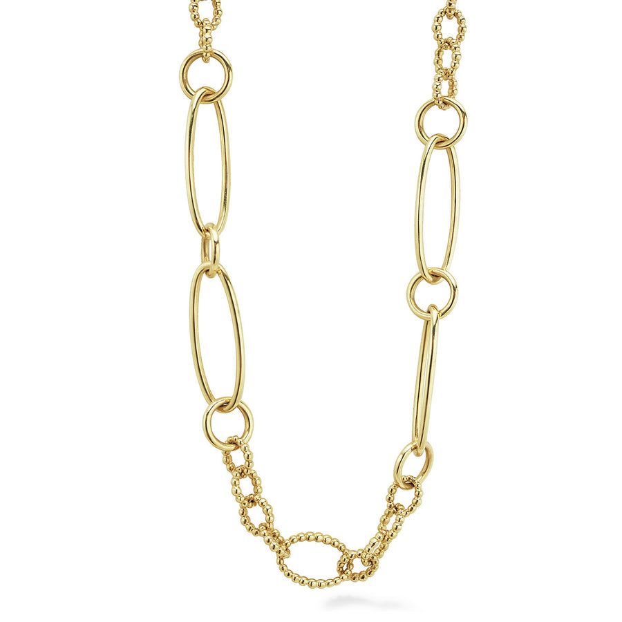20-Inch Fluted and Smooth Oval Link Chain Necklace