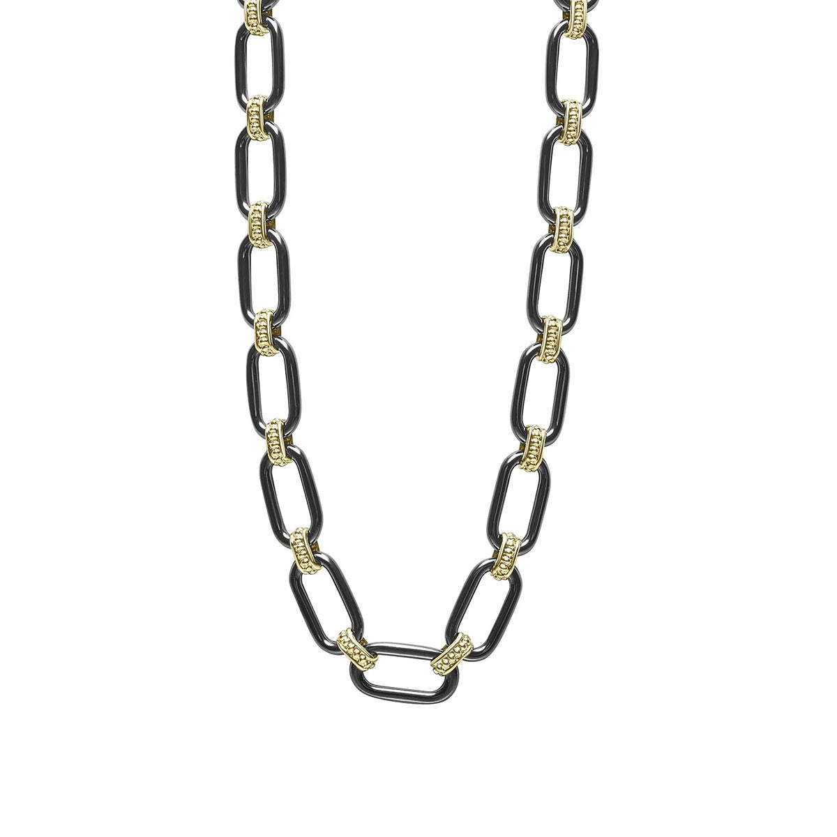 18K Gold and Black Ceramic Link Necklace | Sylvan\'s Jewelers