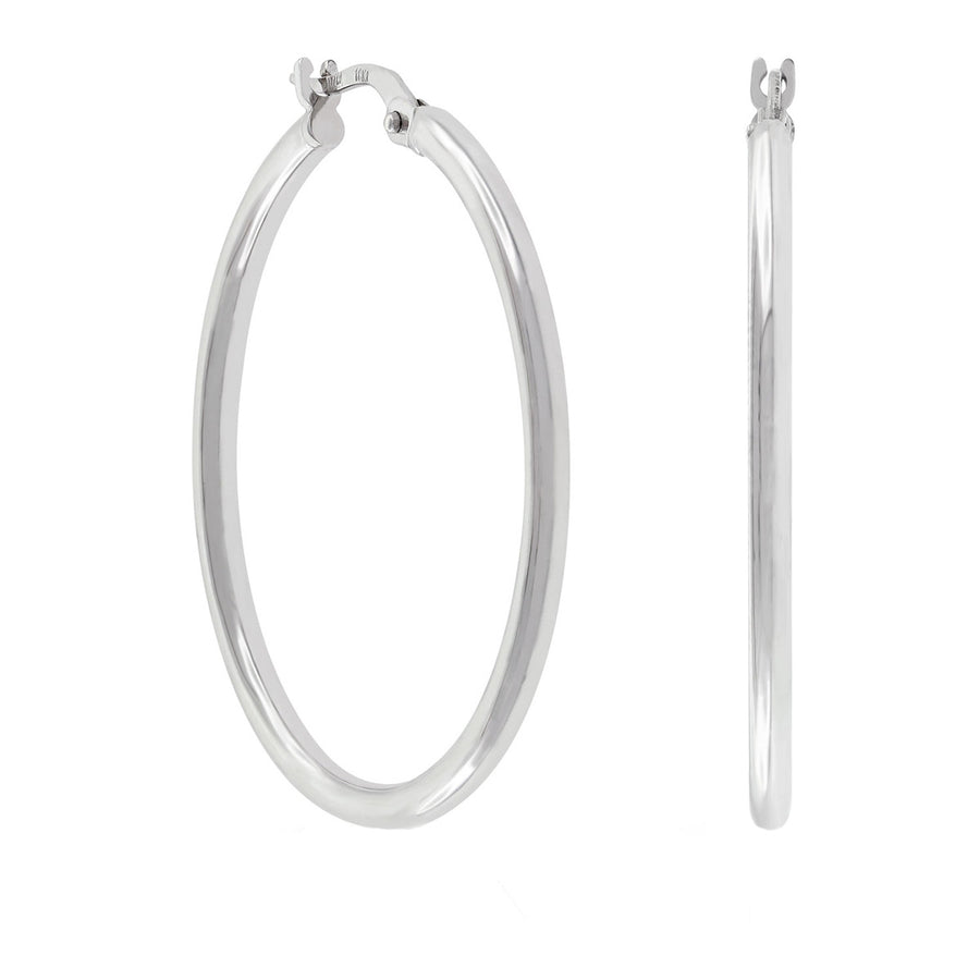 18K White Gold Medium Hoop Earrings